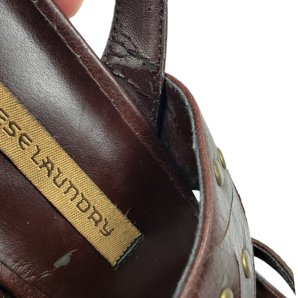 CHINESE LAUNDRY Women's Suzana Brown Leather Studded Heel Sandal Size 9.5 - Picture 10 of 12